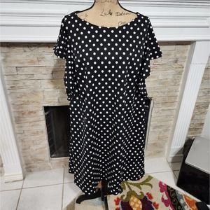 Lane Bryant black & white polka dot dress Flutter sleeves plus size 18 20 2X new